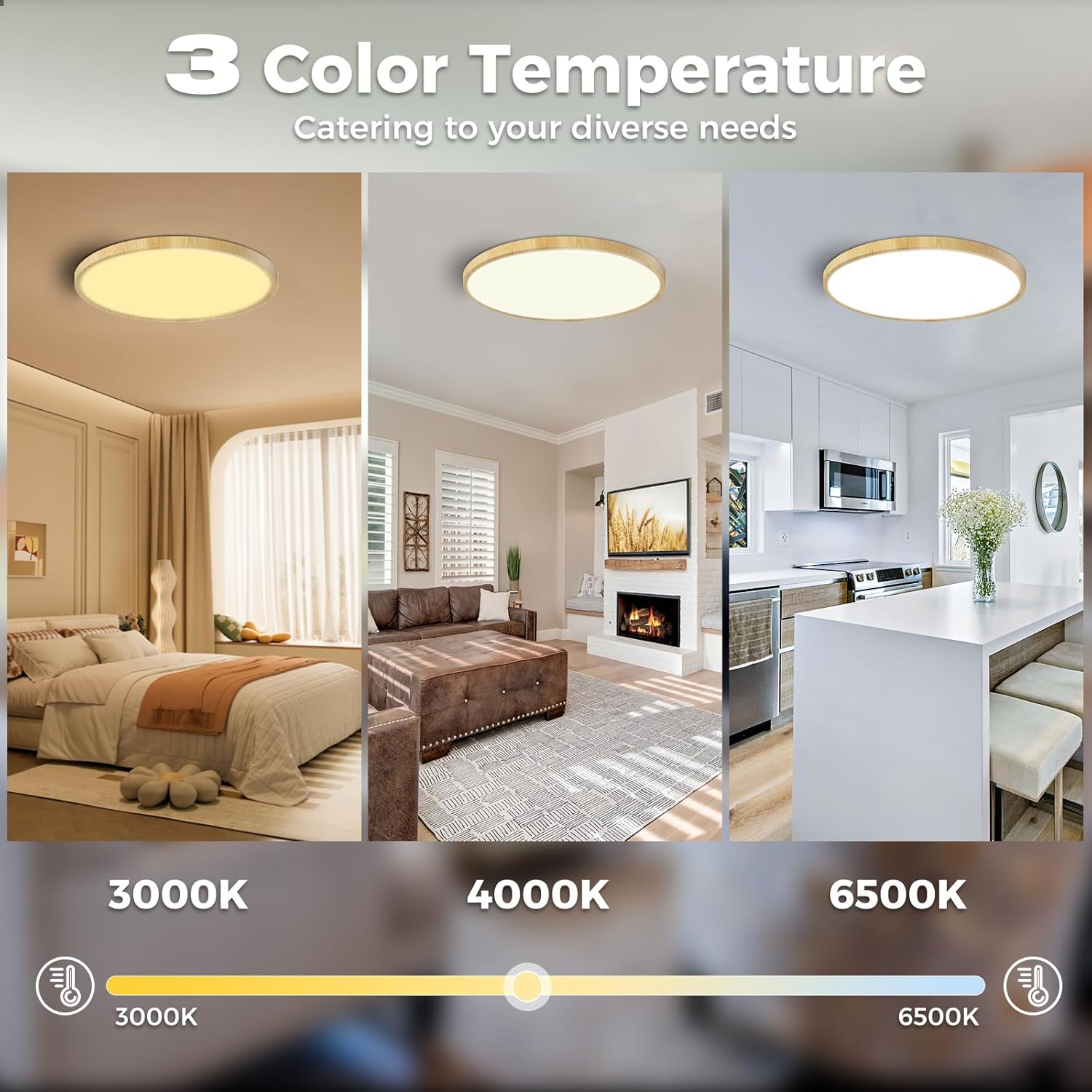 Thumbnail 1 de Slochi LED Deckenleuchte Flach 30 cm – 3 Farbtemperaturen (3000K/4000K/6500K), IP44, ultradünn