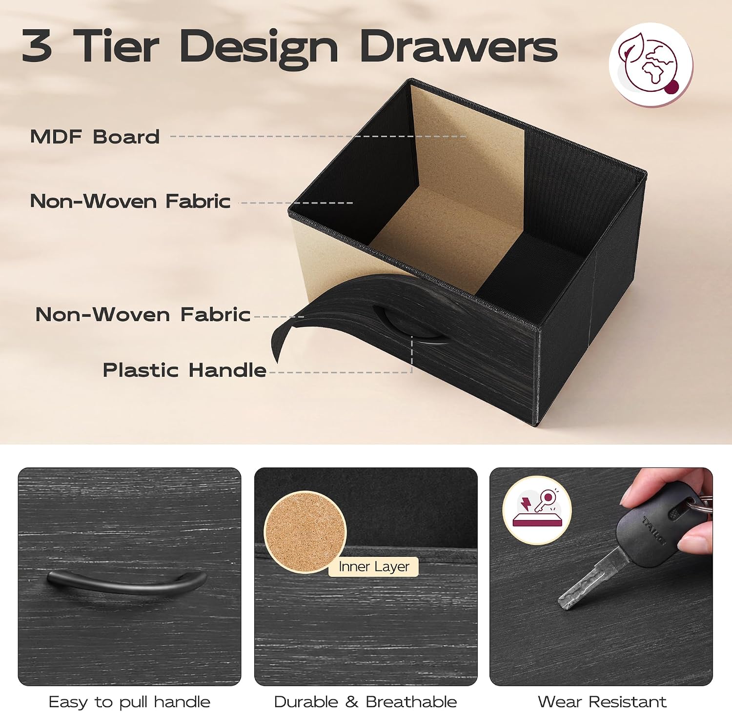 Thumbnail 6 de WLIVE 5-Drawer Fabric Dresser