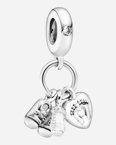 Detalle 1 de Pandora Icons Colgante de plata 925: zapatos, biberón y corazón con circonitas