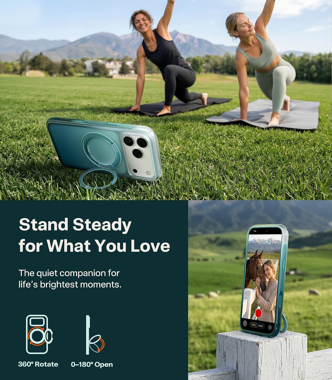 Thumbnail 6 de TORRAS O3 Air Gradient Case for iPhone 17 Pro Max with 360 Magnetic Stand (Mist blue, 6.9")