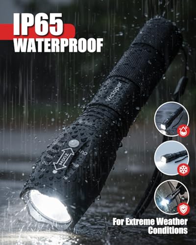 Detalle de Victoper LED Flashlight 2 Pack: Bright, Tactical, and Versatile for Outdoors