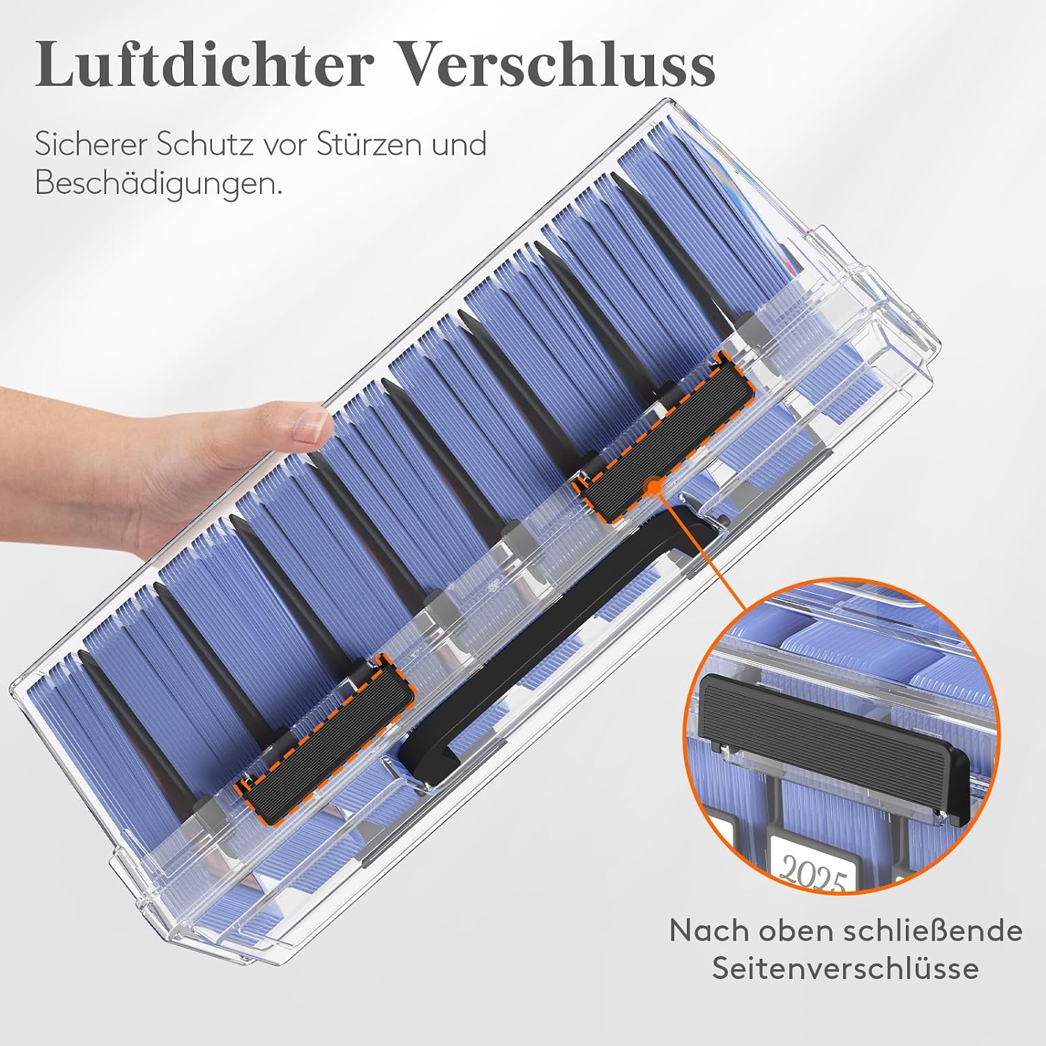 Detalle de Lifewit Sammelkarten Box: Toploader-kompatible Aufbewahrungslösung für MTG, Yugioh & Co. (2er-Set)