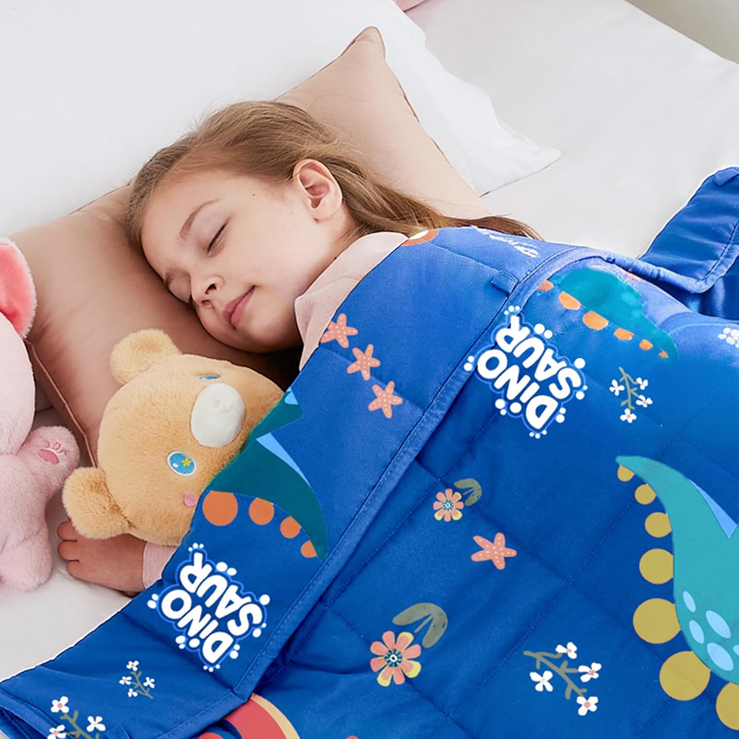Detalle de HOSUKKO 5 lbs Blue Dinosaur Weighted Blanket (36 x 48 inches)