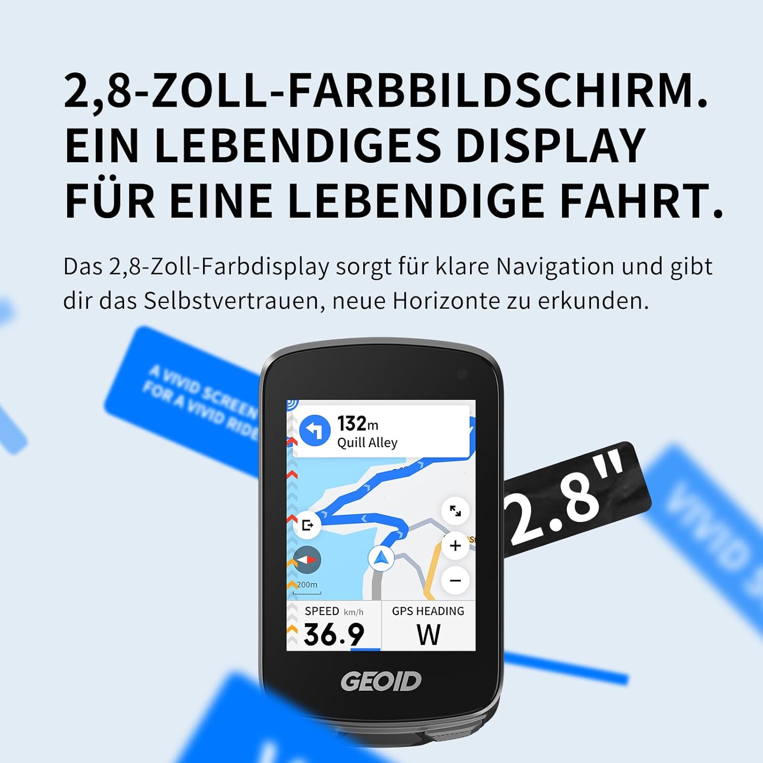 Detalle de GEOID CC700 Pro GPS-Fahrradcomputer mit 2,8-Zoll Touchscreen, Karten-Navigation und ANT+ & Bluetooth