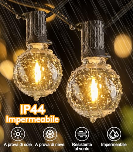Detalle de Catena luminosa da esterno YRATERVSR 20 m con 27 LED G40, IP44, dimmerabile e timer