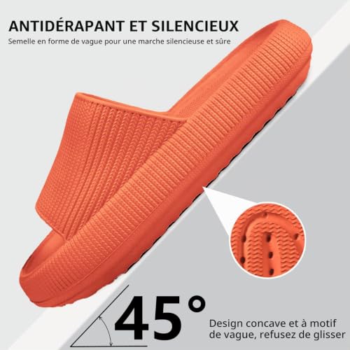 Thumbnail 3 de HEOAARG Chaussons Nuage Antidérapants pour Homme et Femme, 36-37 EU – Orange