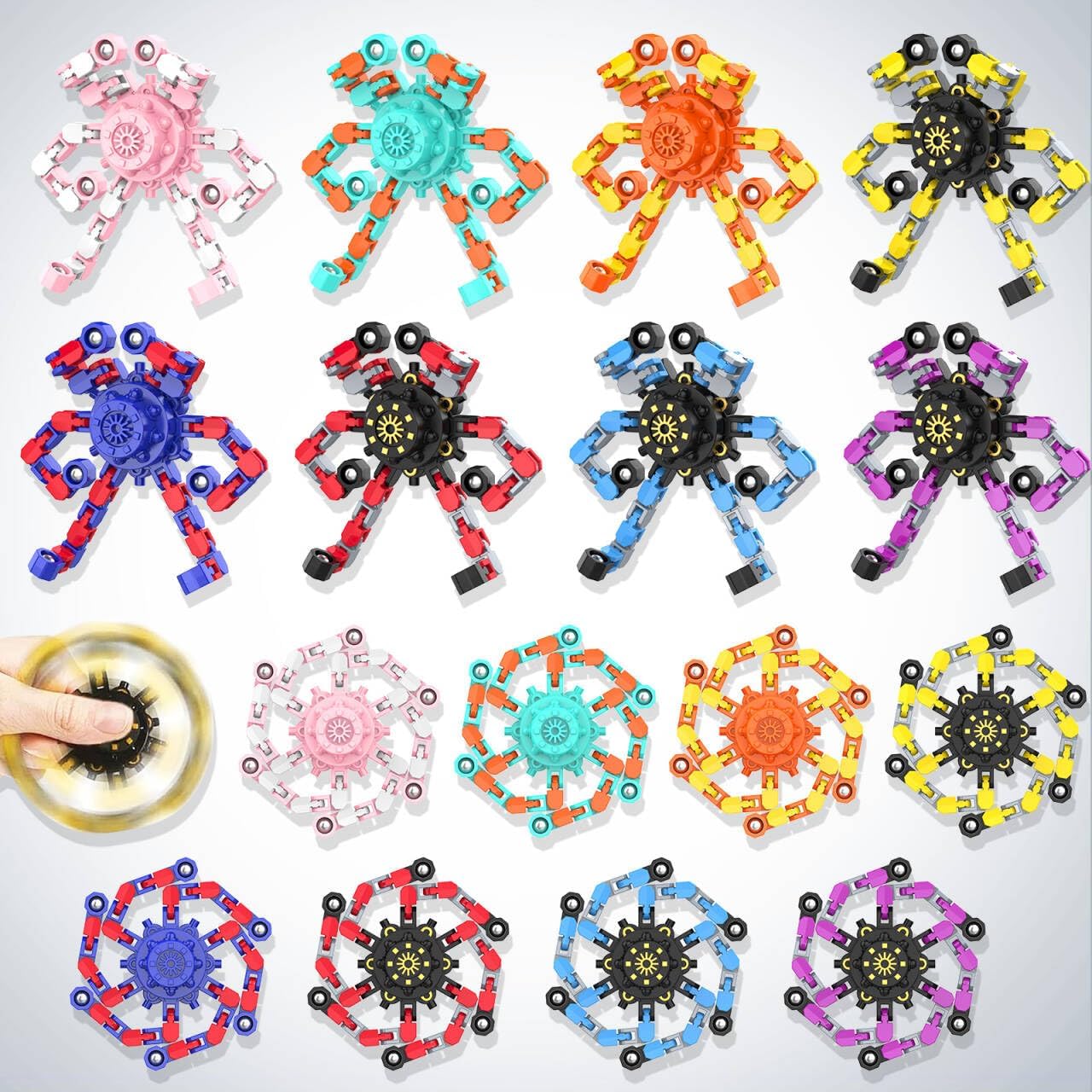 Thumbnail 6 de Transformable Holiday Fidget Spinners with Deformable Chains (DIY Robot Spinner) — Stress Relief Sensory Toys