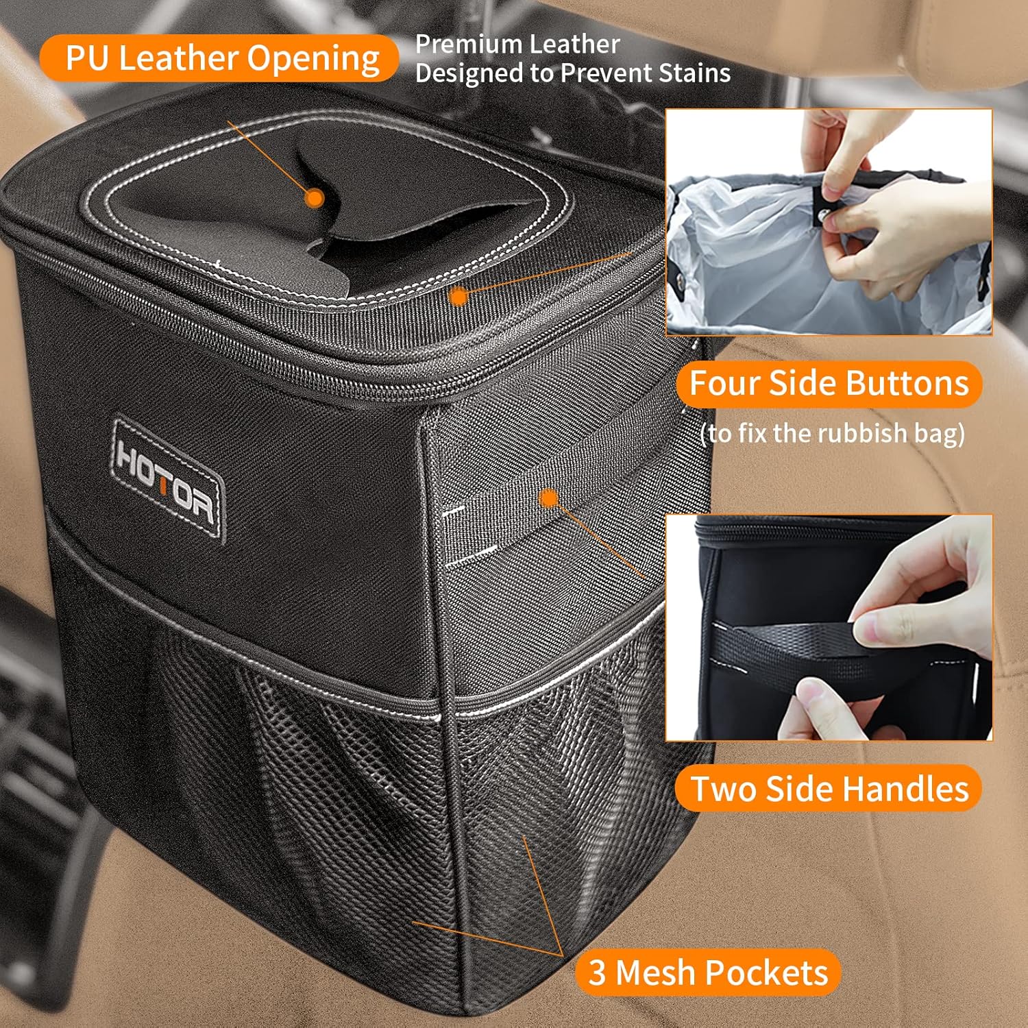 Thumbnail 4 de HOTOR Car Bin foldable leak-proof car rubbish bin