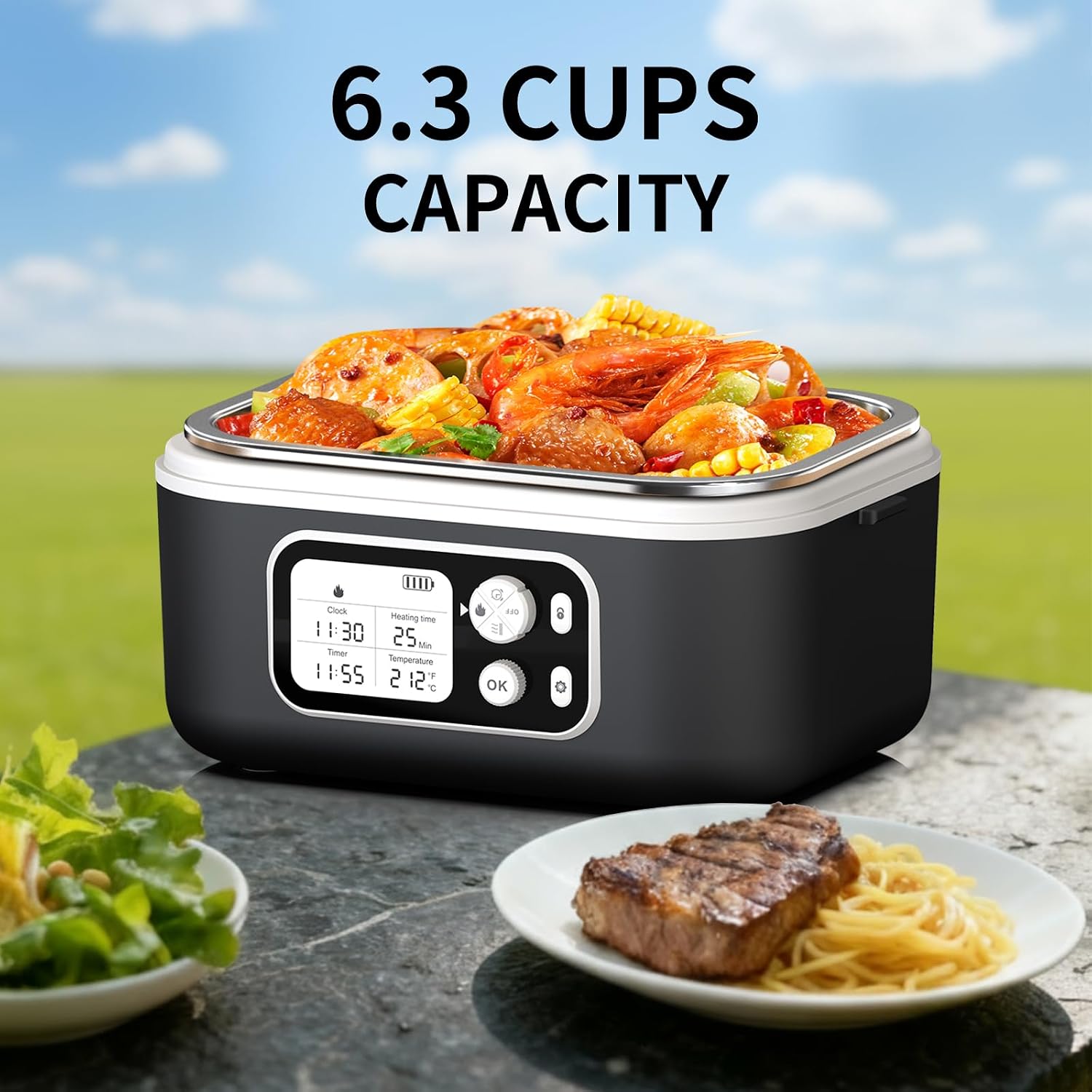 Detalle 2 de EDCREATY Cordless Heated Lunch Box, 1.5 L, 100 W, Rechargeable