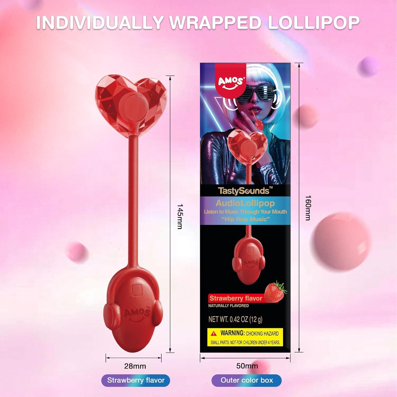 Thumbnail 5 de AMOS Lutscher Audio Lollipop Erdbeere – Musik-Lutscher 🍭