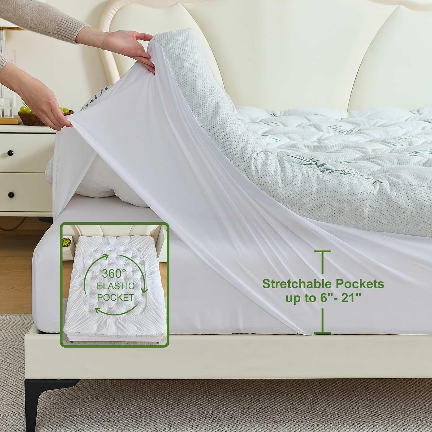 Detalle de Whatsbedding Memory Foam Mattress Topper, 5-Inch