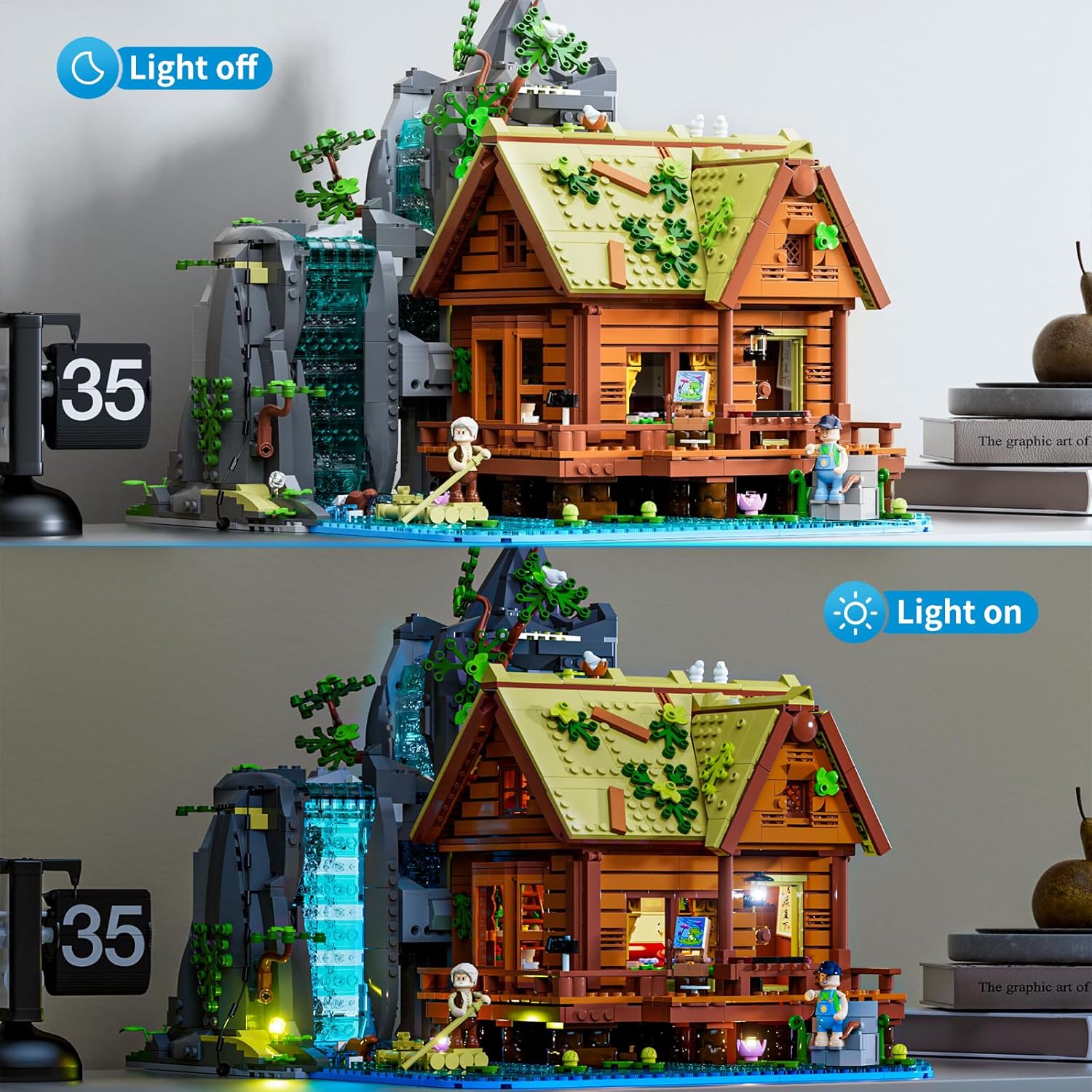 Detalle de Lumibricks Waterfall-Cabin 2539-piece building bricks set 🧩