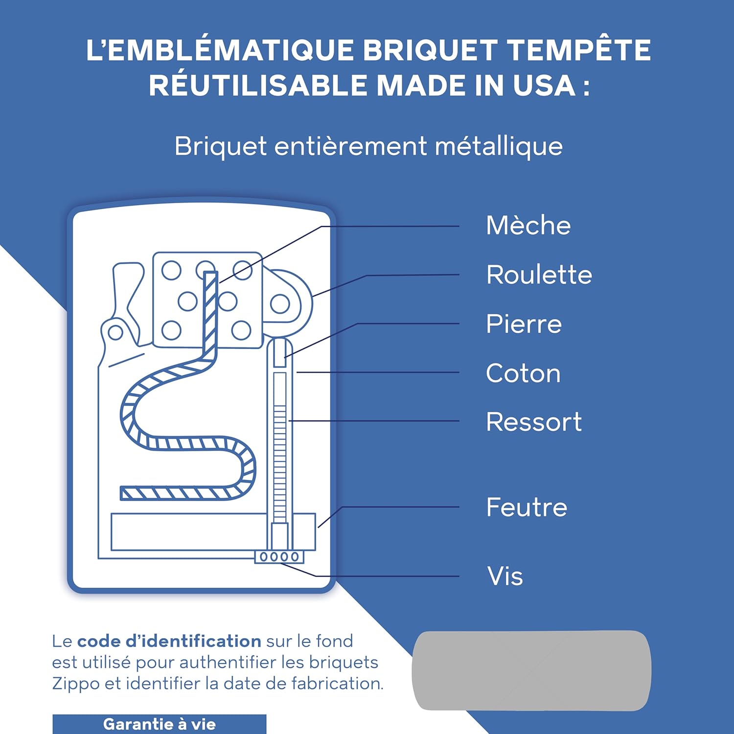 Detalle de Zippo Briquet Tempête Fleur de Lis – Finition Armor Laiton Poli Brillant Or avec Gravure