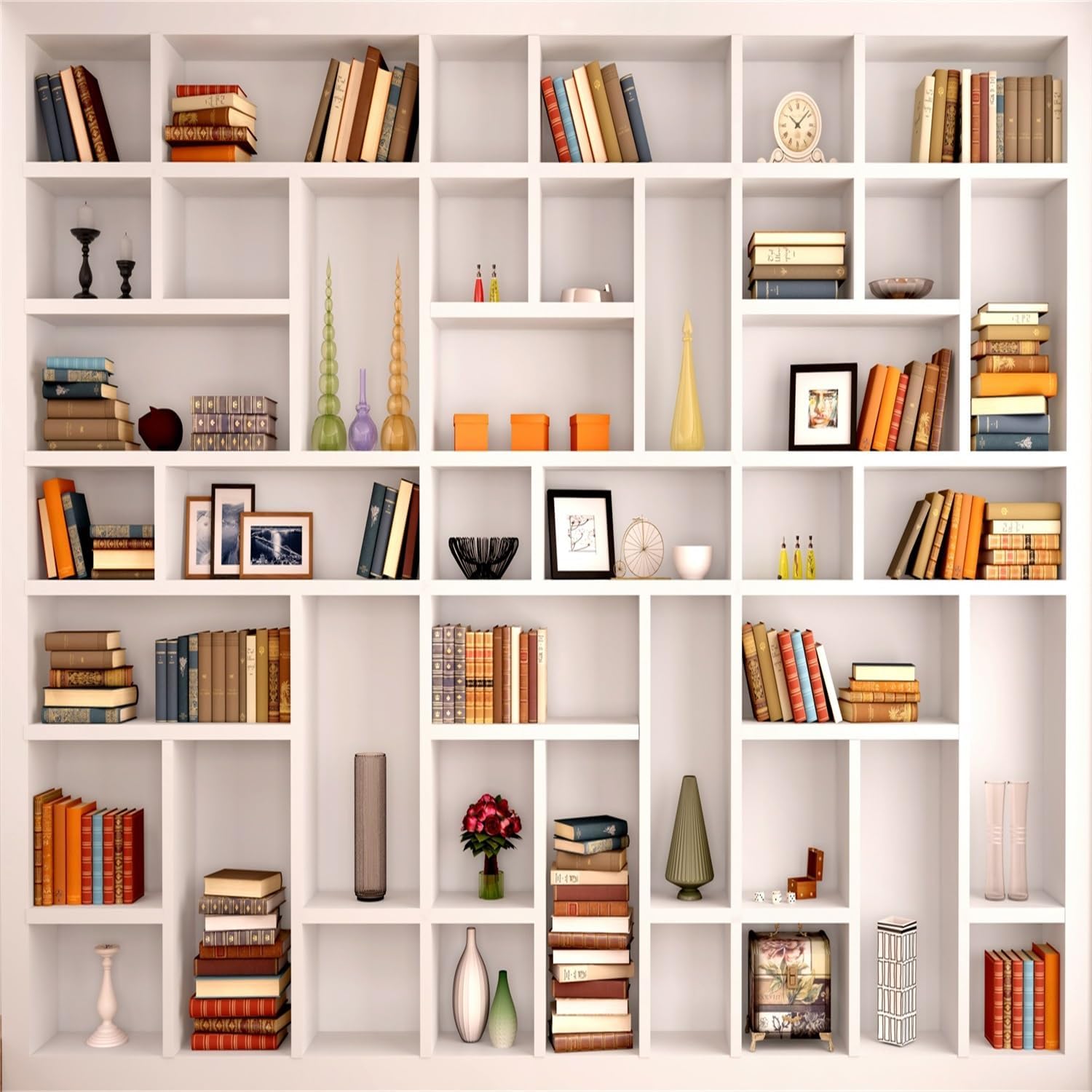 Thumbnail 6 de BELECO Fotohintergrund als Bücherregal aus Stoff (2,1 x 1,5 m, Weiß) für Zoom, Videokonferenzen & Deko