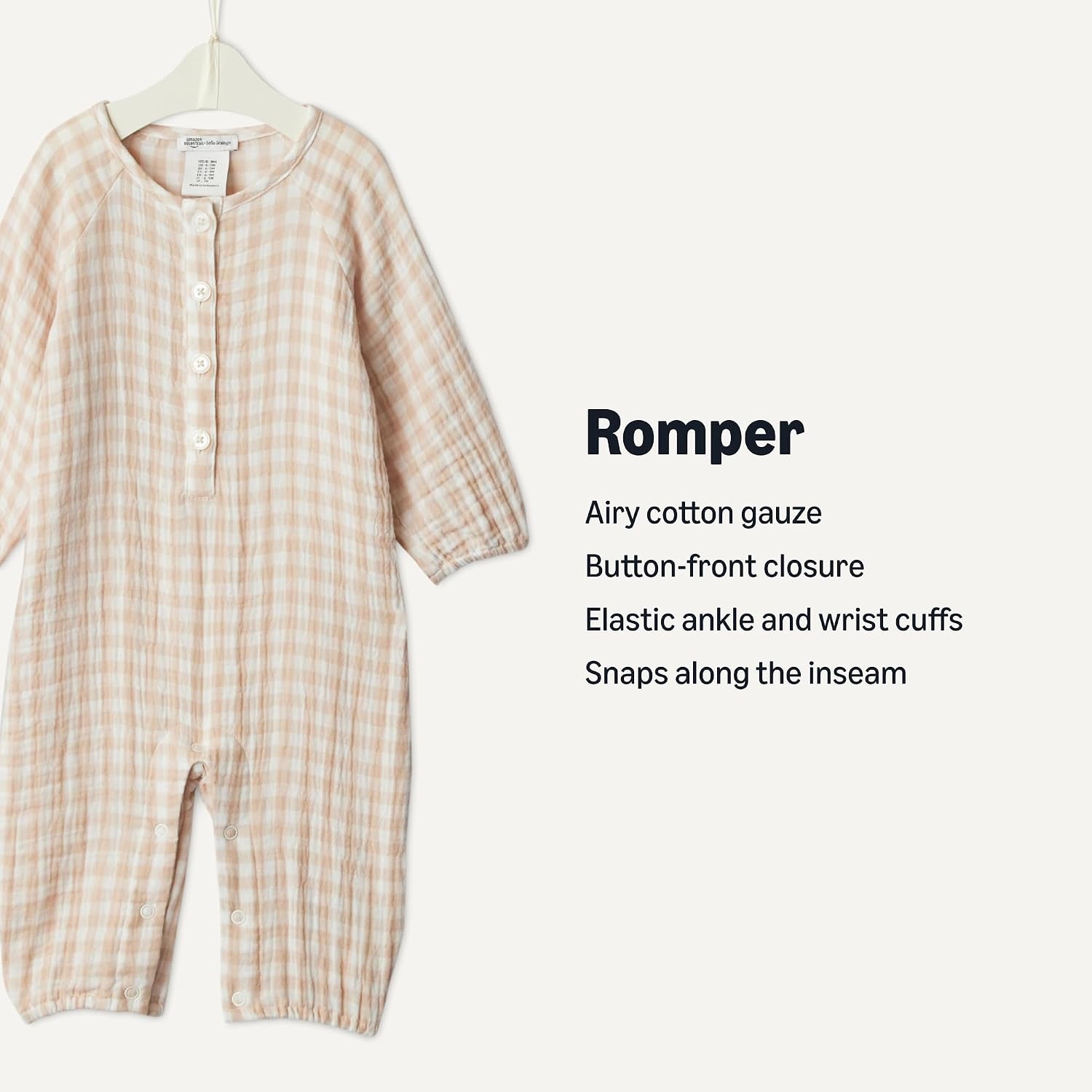 Thumbnail 1 de Amazon Essentials x Sofia Grainge Unisex Babies' Cotton Gauze Long-Sleeve Romper Suit