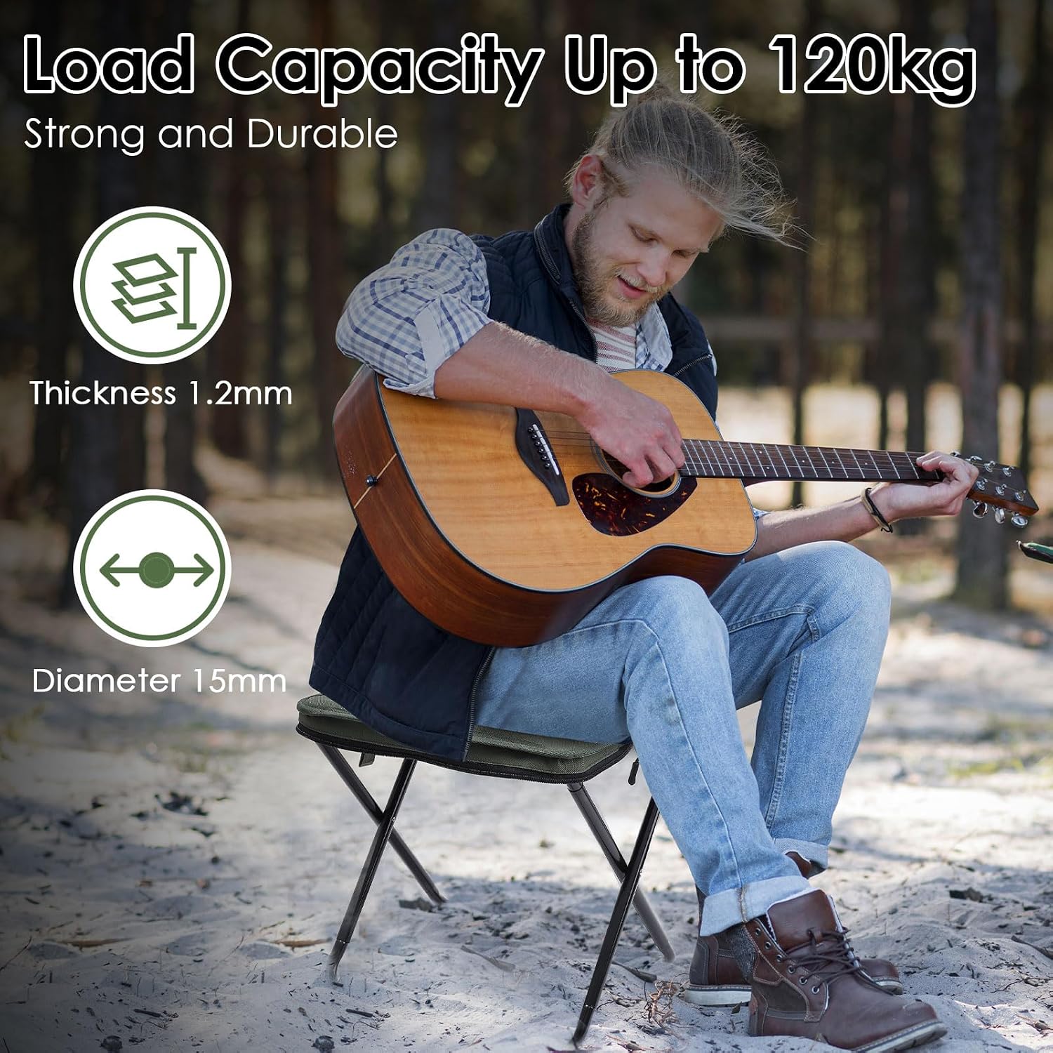 Detalle 2 de MOONCY Camping Stool 33×26.5×32cm, 120kg capacity