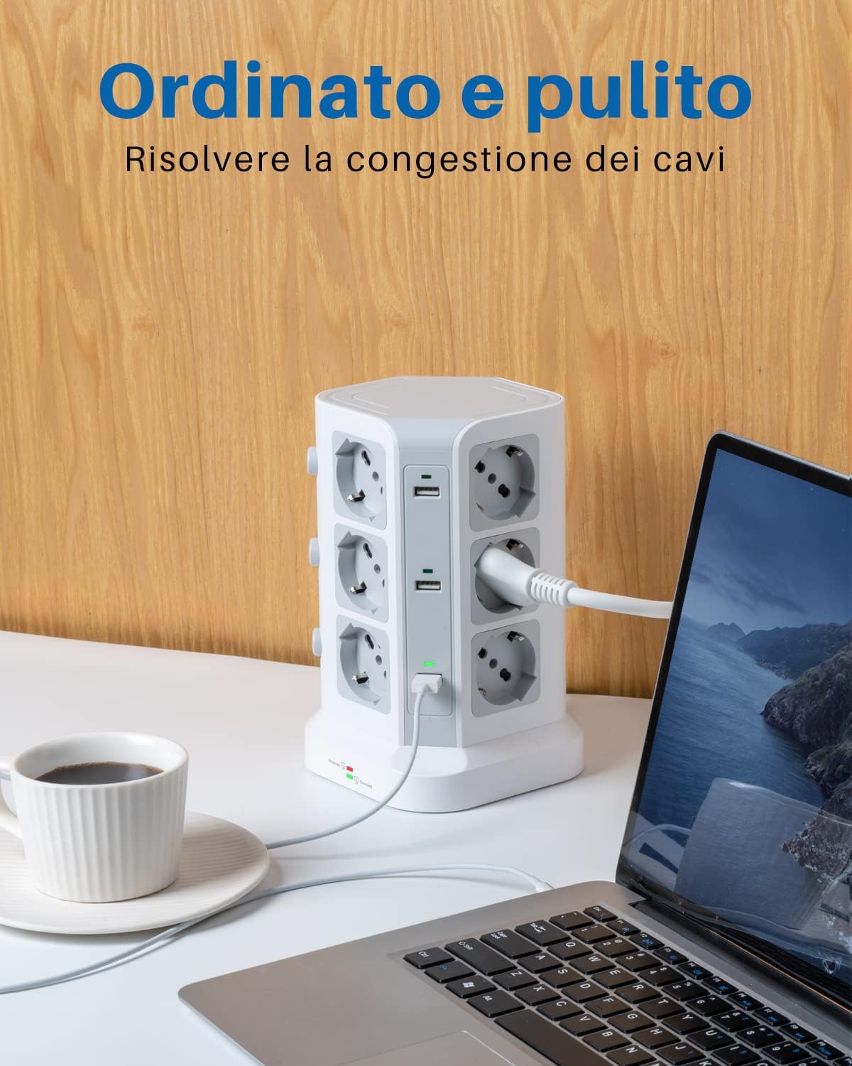 Thumbnail 4 de KOOSLA Ciabatta Elettrica con 12 prese universali ITA, 6 USB-A e protezione sovratensione