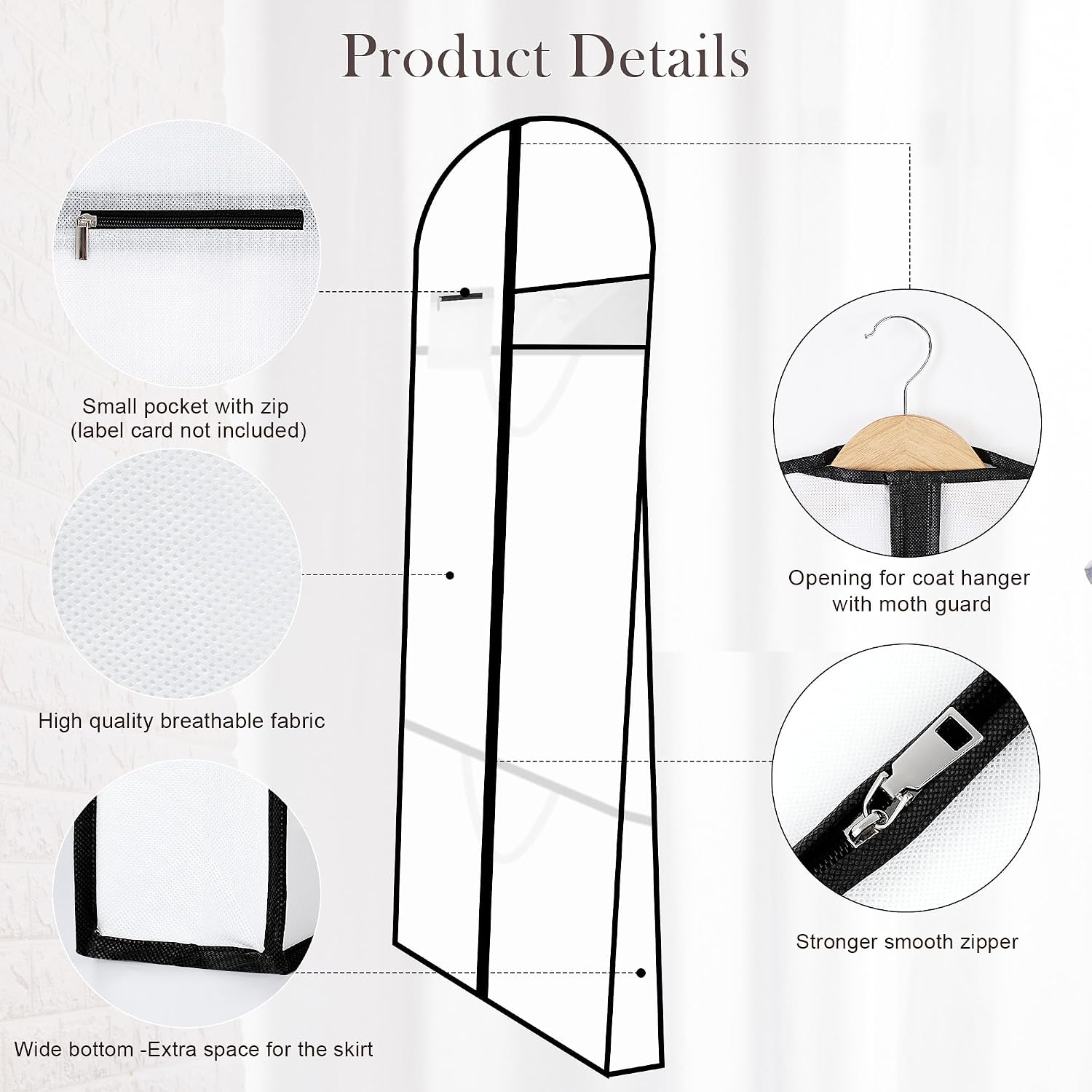 Detalle de AiQInu Borsa Porta Abiti Lungo 180x60 cm – Custodia antipolvere pieghevole con finestra PVC