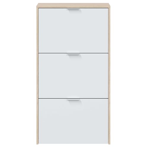 Detalle 2 de Habitdesign Zapatero 3 Puertas Blanco Brillo y Roble Canadian