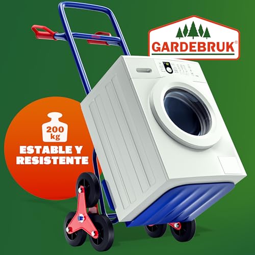 Detalle de Gardebruk Deuba Carretilla plegable de mano para escaleras: carga 200 kg y 6 ruedas, altura ajustable