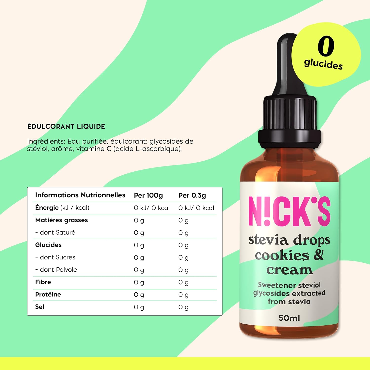 Detalle 2 de NICKS Stevia Liquide Cookies & Cream