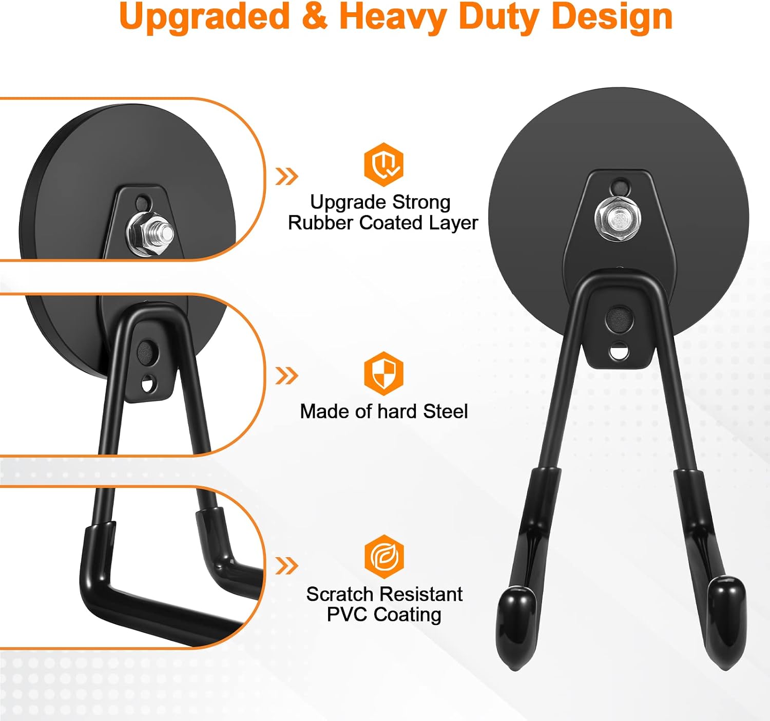 Detalle 1 de ENUODA ENUODA003 Magnetic Double Hooks, 2-Pack with 3.46-Inch Magnet Bases