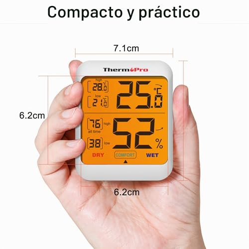 Thumbnail 7 de TempPro ThermoPro TP53: Termómetro e Higrómetro Digital para Interior con Retroiluminación Táctil
