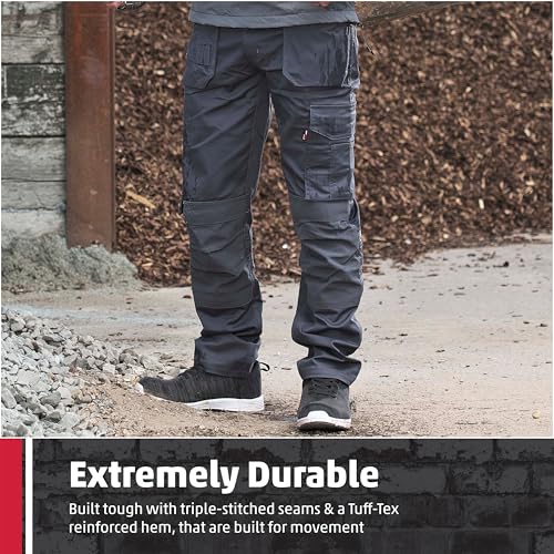 Detalle de TuffStuff Proflex Work Trousers, Black – 34" Waist, Regular 30" Length