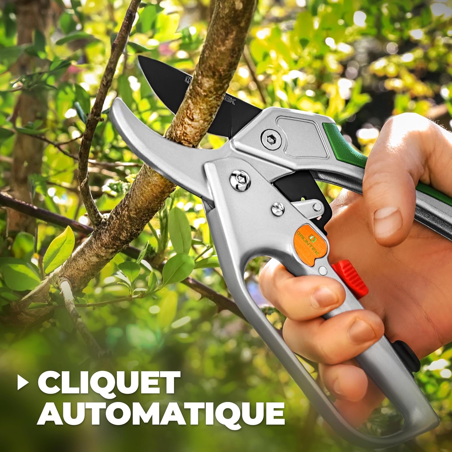 Thumbnail 2 de GRÜNTEK Sécateur de Jardin Professionnel à Cliquet Automatique et Enclume 20 cm – Condor