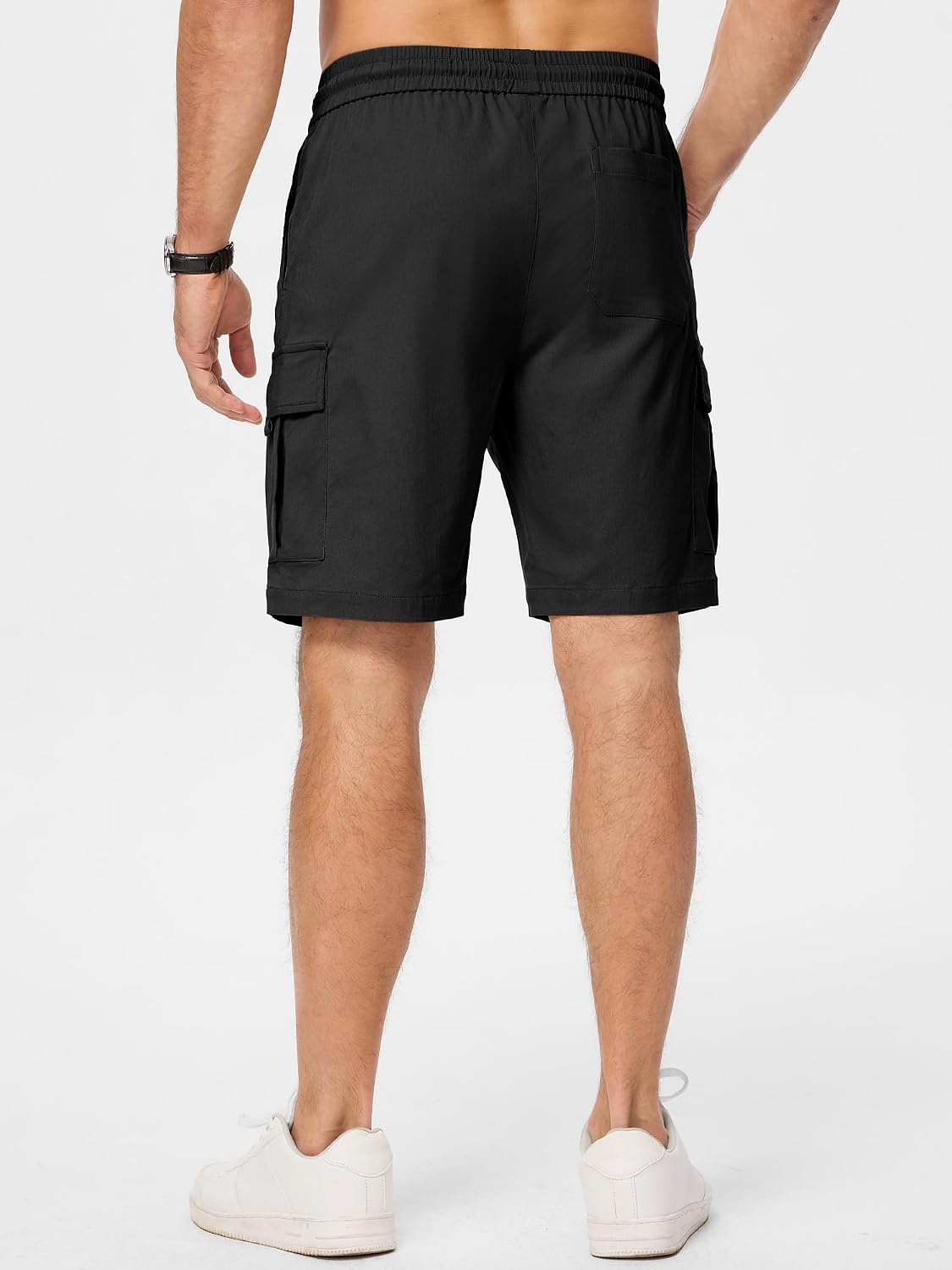 Thumbnail 3 de JMIERR Men's Casual Stretch Cargo Shorts with Elastic Waist and Multi Pockets