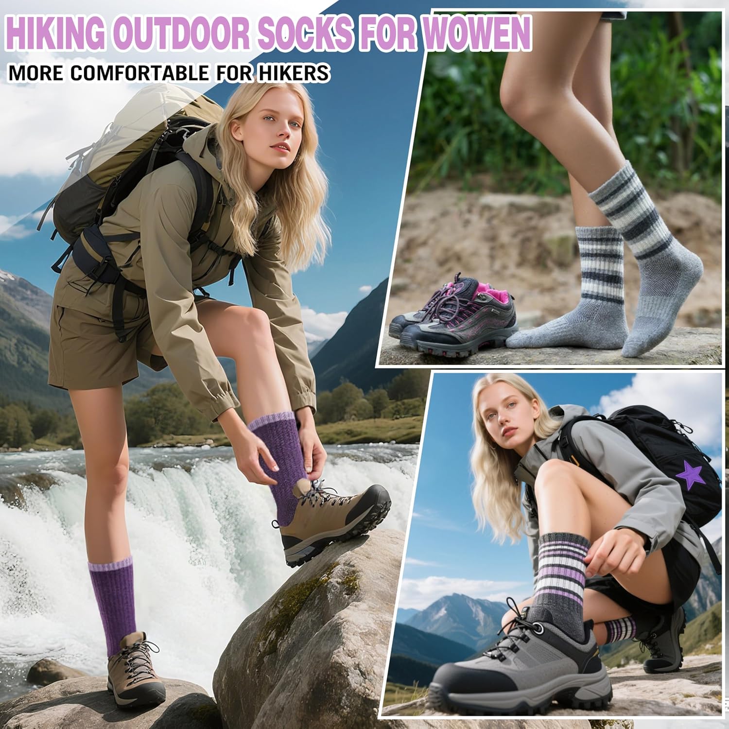 Detalle 2 de EBMORE Merino Wool Thermal Hiking Socks 5 pairs