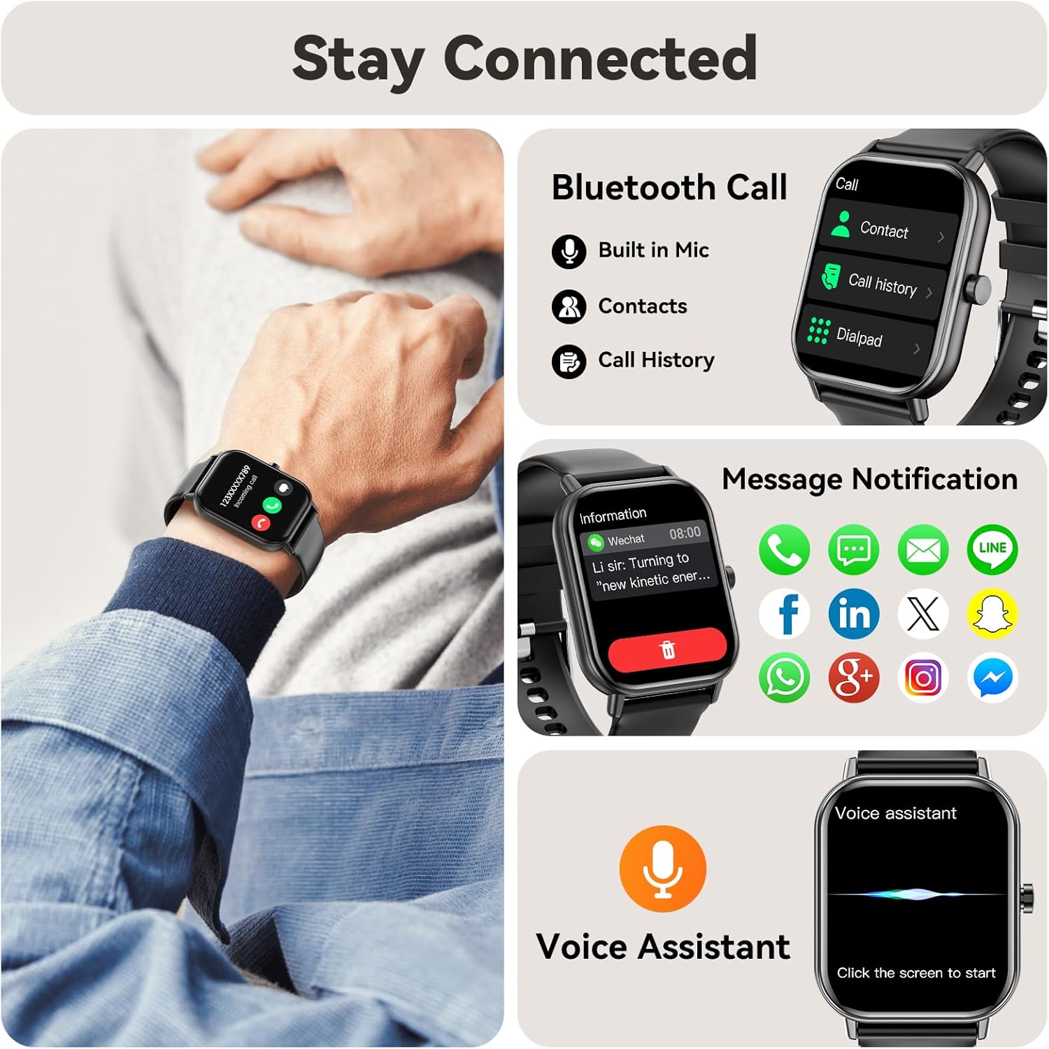 Thumbnail 1 de Smart Watch for Men and Women with Bluetooth Calls and 1.85” HD Display