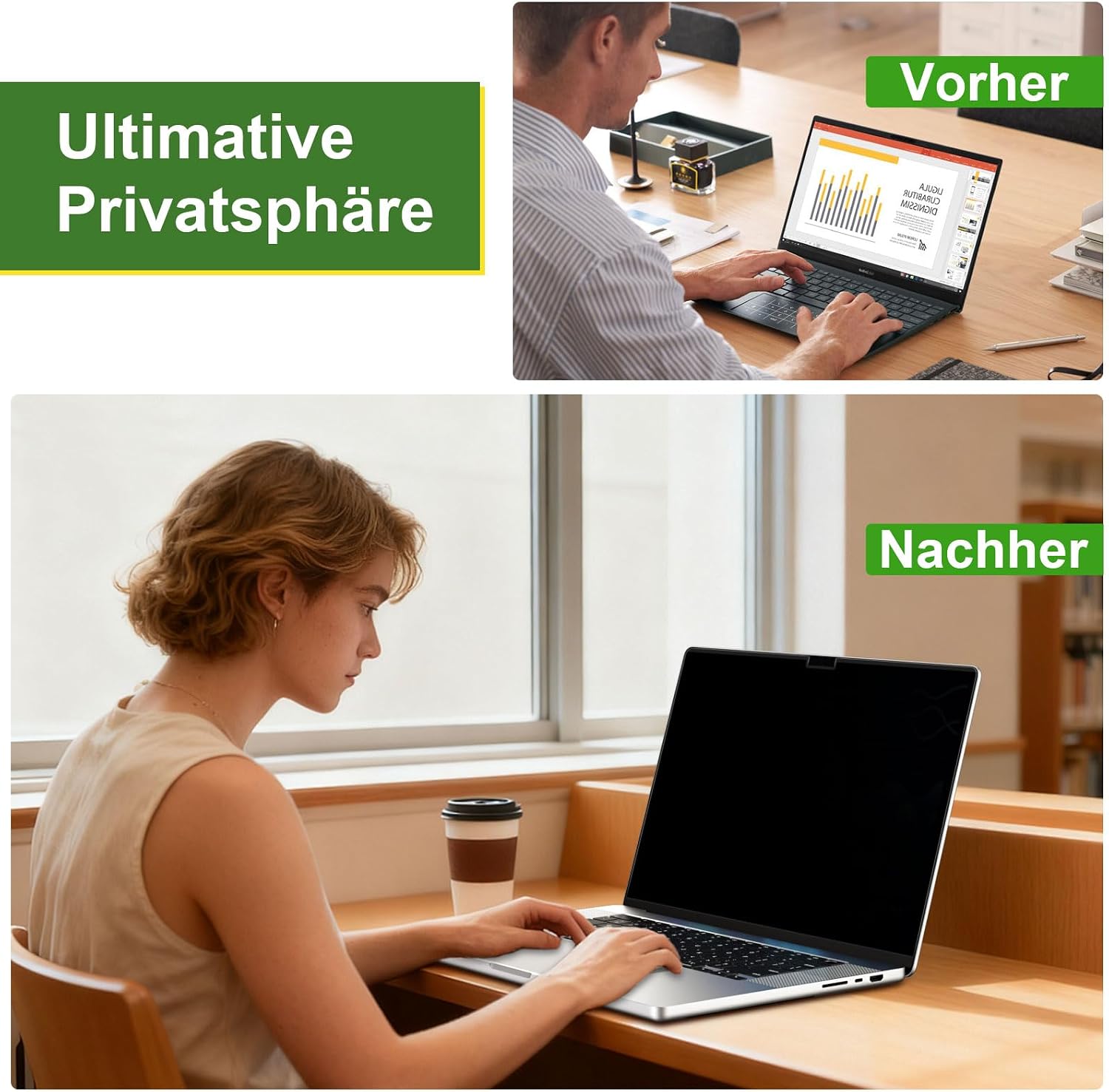 Detalle de Magnetischer Blickschutzfilter für MacBook Pro 14 Zoll mit Webcam-Abdeckung (2021–2026) – Blaulicht reduziert, abnehmbar