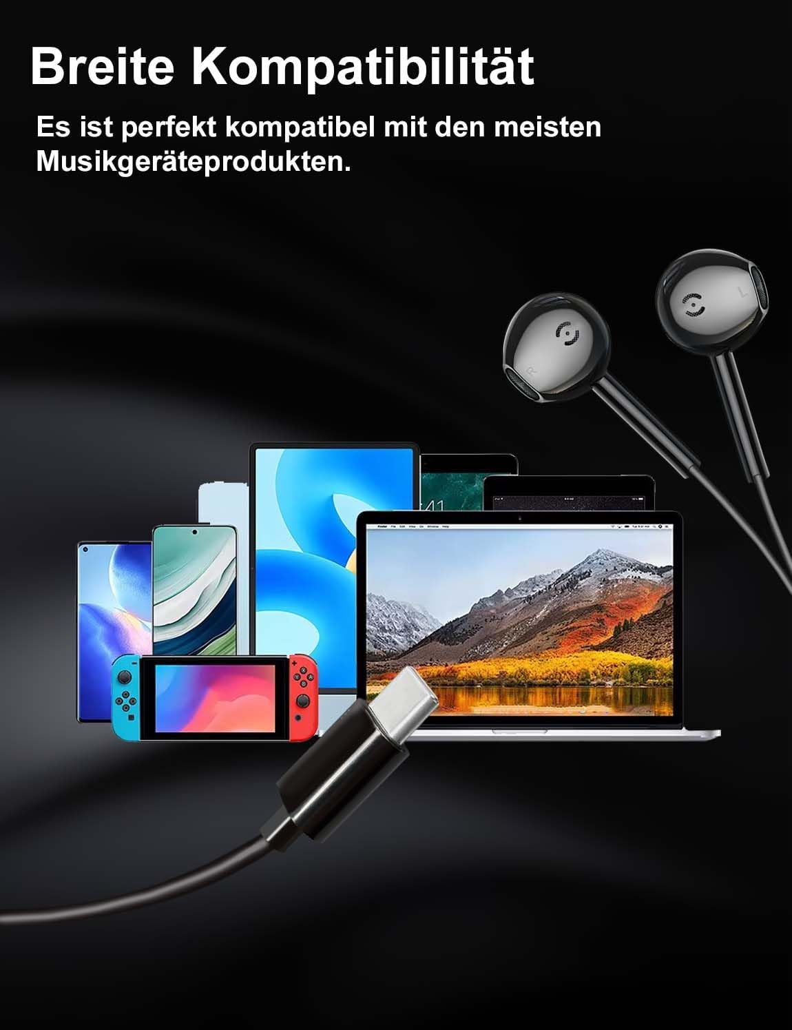 Detalle de MAS CARNEY USB-C Kabelkopfhörer: In-Ear-Kopfhörer mit Mikrofon für iPhone und Android