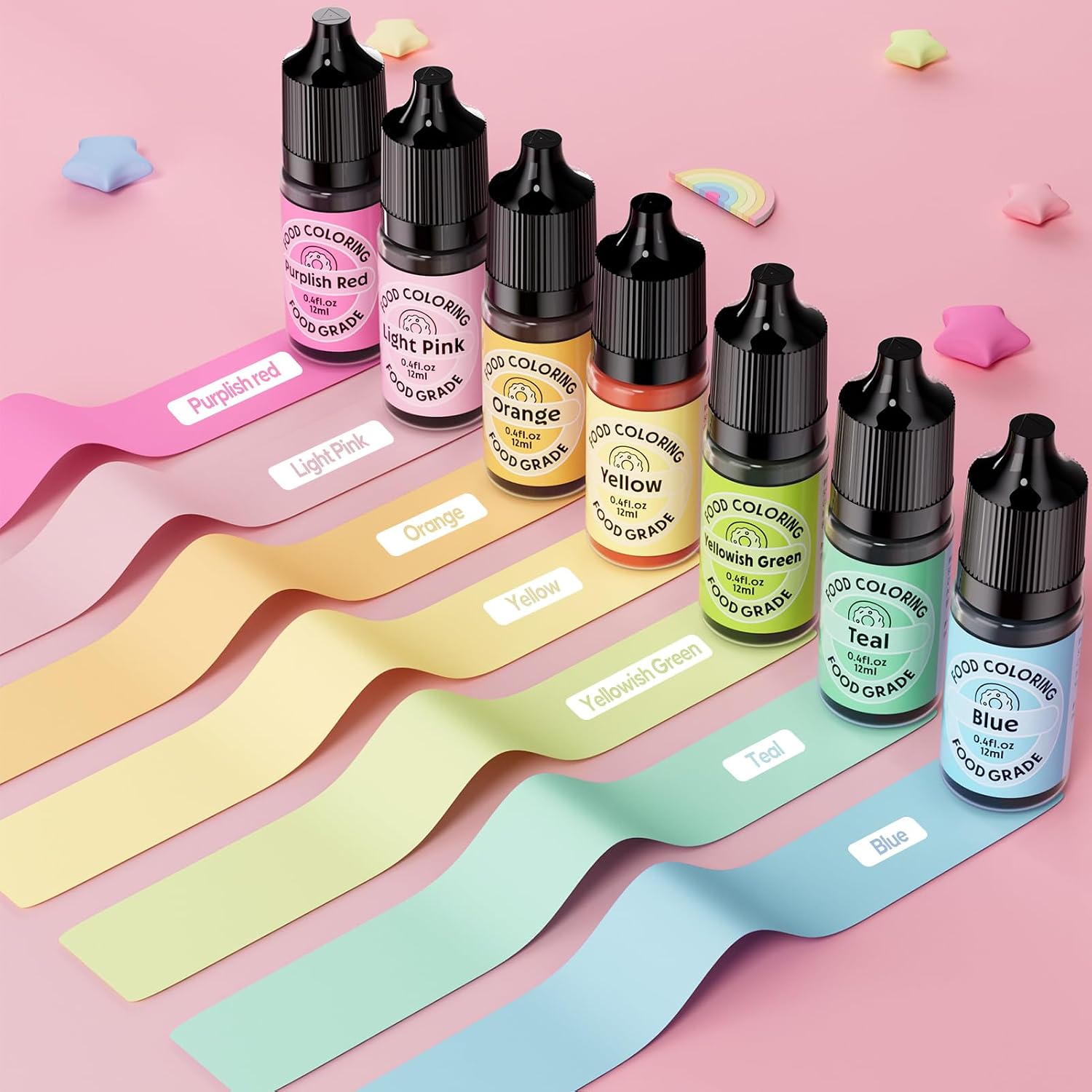 Detalle 2 de Cherrysea Food Coloring Set, 7 Liquid Colors for Baking and Cake Decorating