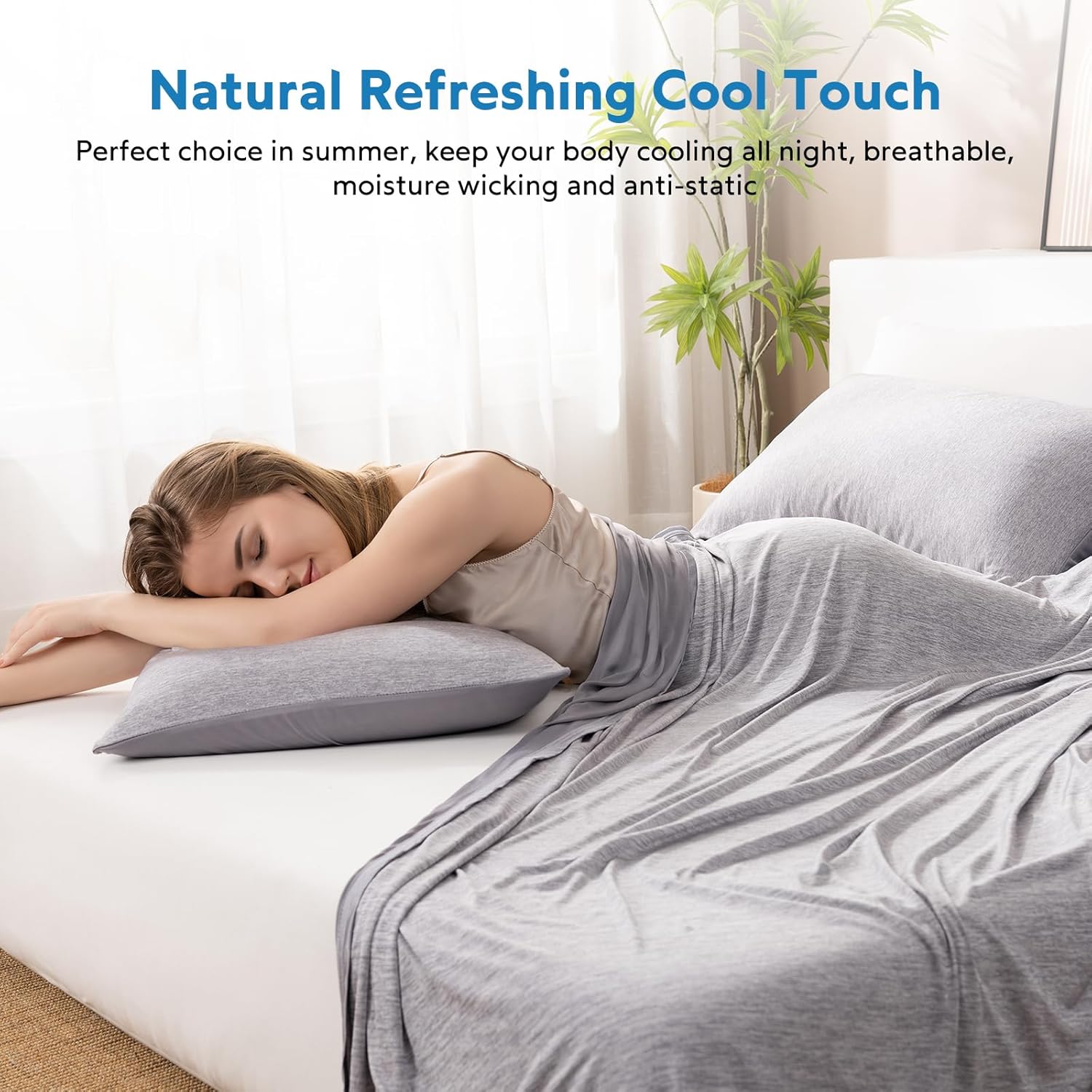 Thumbnail 1 de HOMFINE Cooling Blanket for Hot Sleepers – Double-Sided Lightweight Comfort (Grey, 108 x 90 inches)