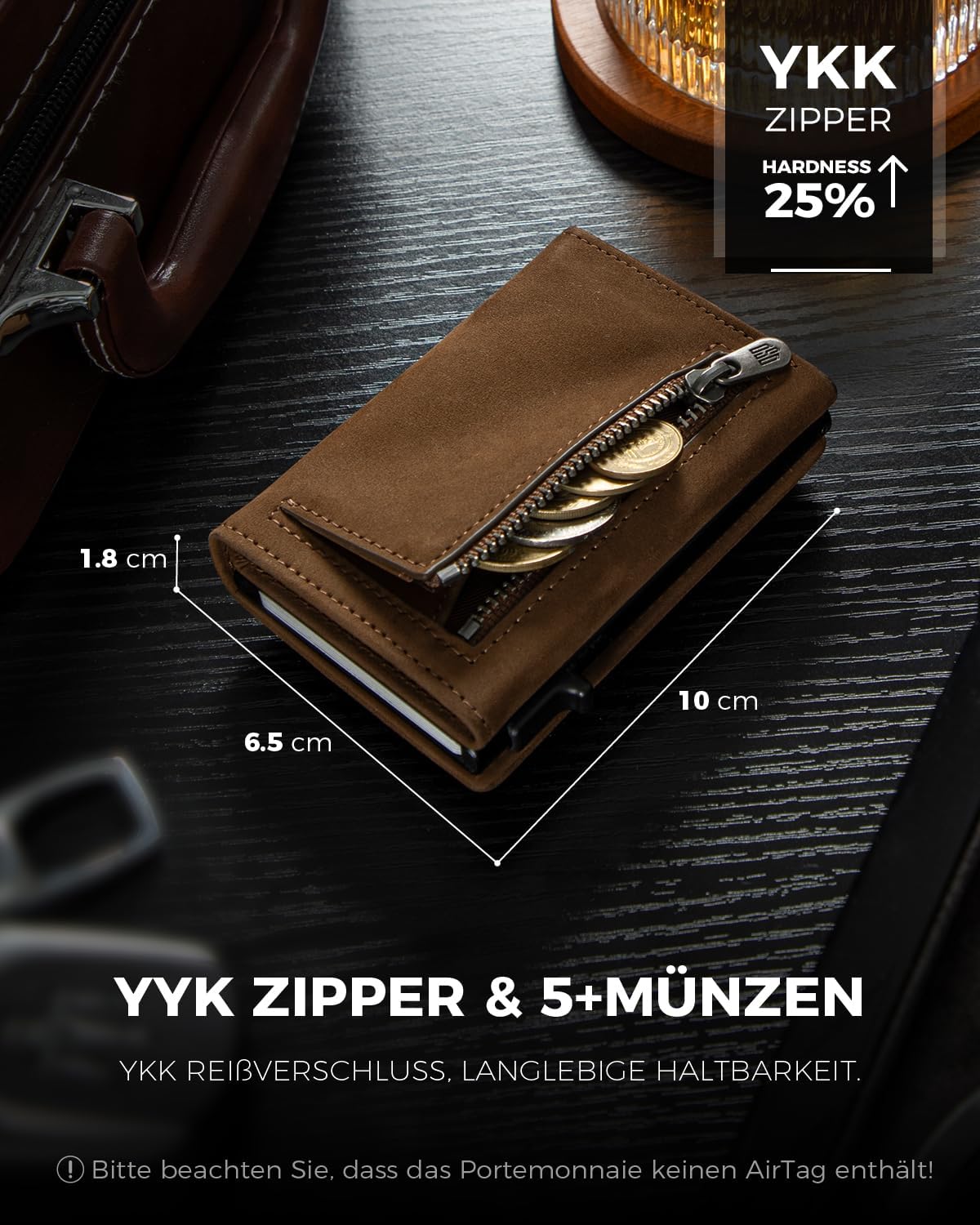 Thumbnail 5 de DODENSHA AirTag-Wallet mit RFID-Schutzhülle und Münzfach – slimes Herren-Geldbörsenetui (XM-Schwarz)