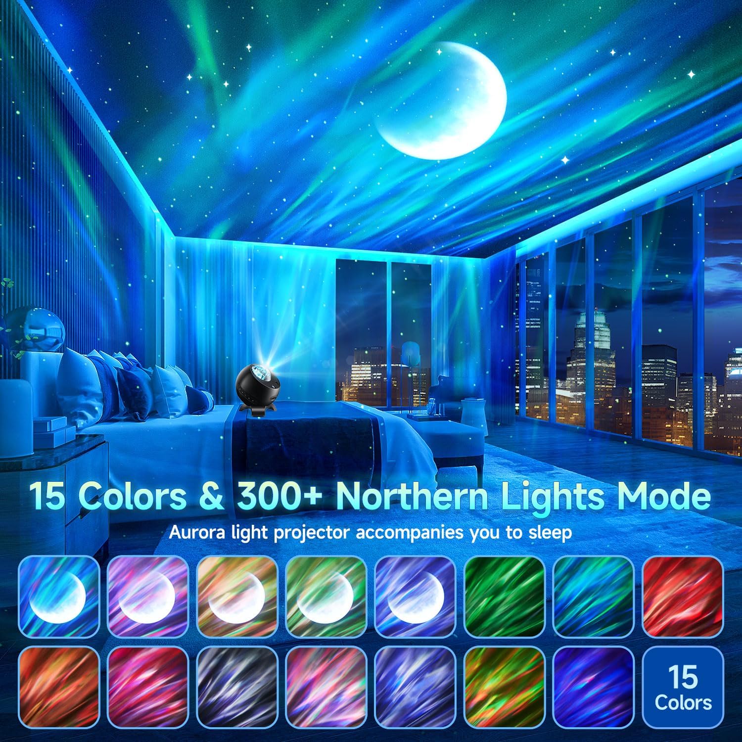 Detalle de Northern Galaxy Light Projector (300+ Modes, 5 Planet Films, Bluetooth Moon Galaxy + White Noise)