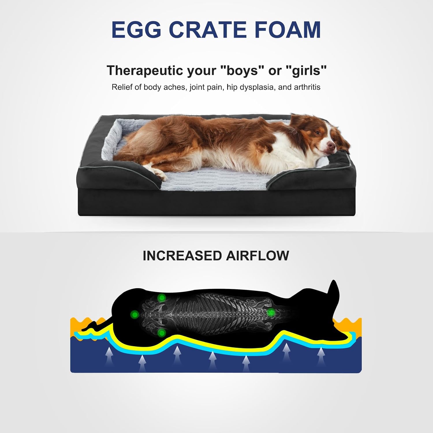 Detalle de FURTIME Orthopedic Dog Bed, 35" x 26" x 6.5
