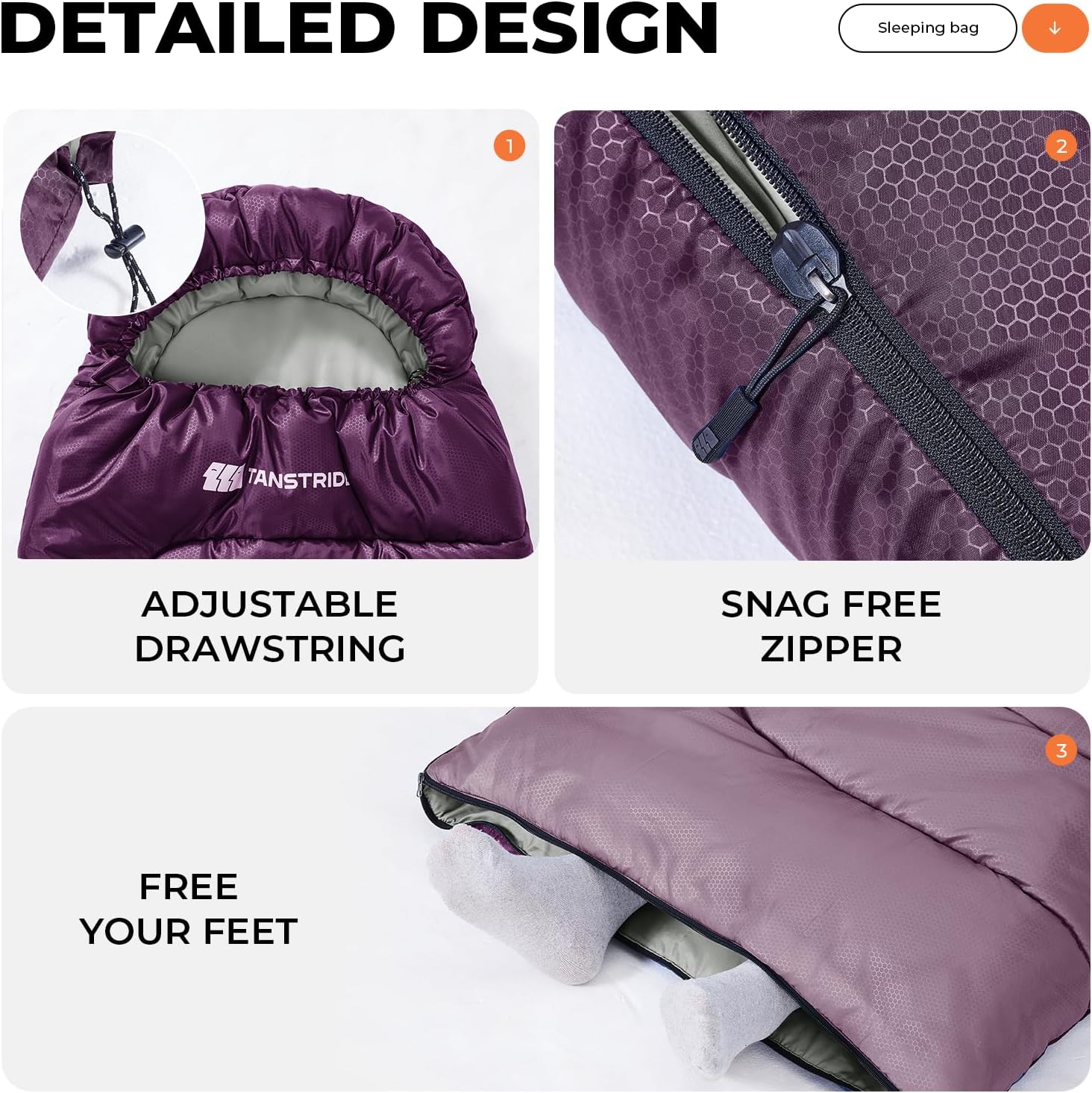 Thumbnail 4 de TANSTRIDER KJFCB54033166-US01 Rectangular Sleeping Bag with Compression Sack