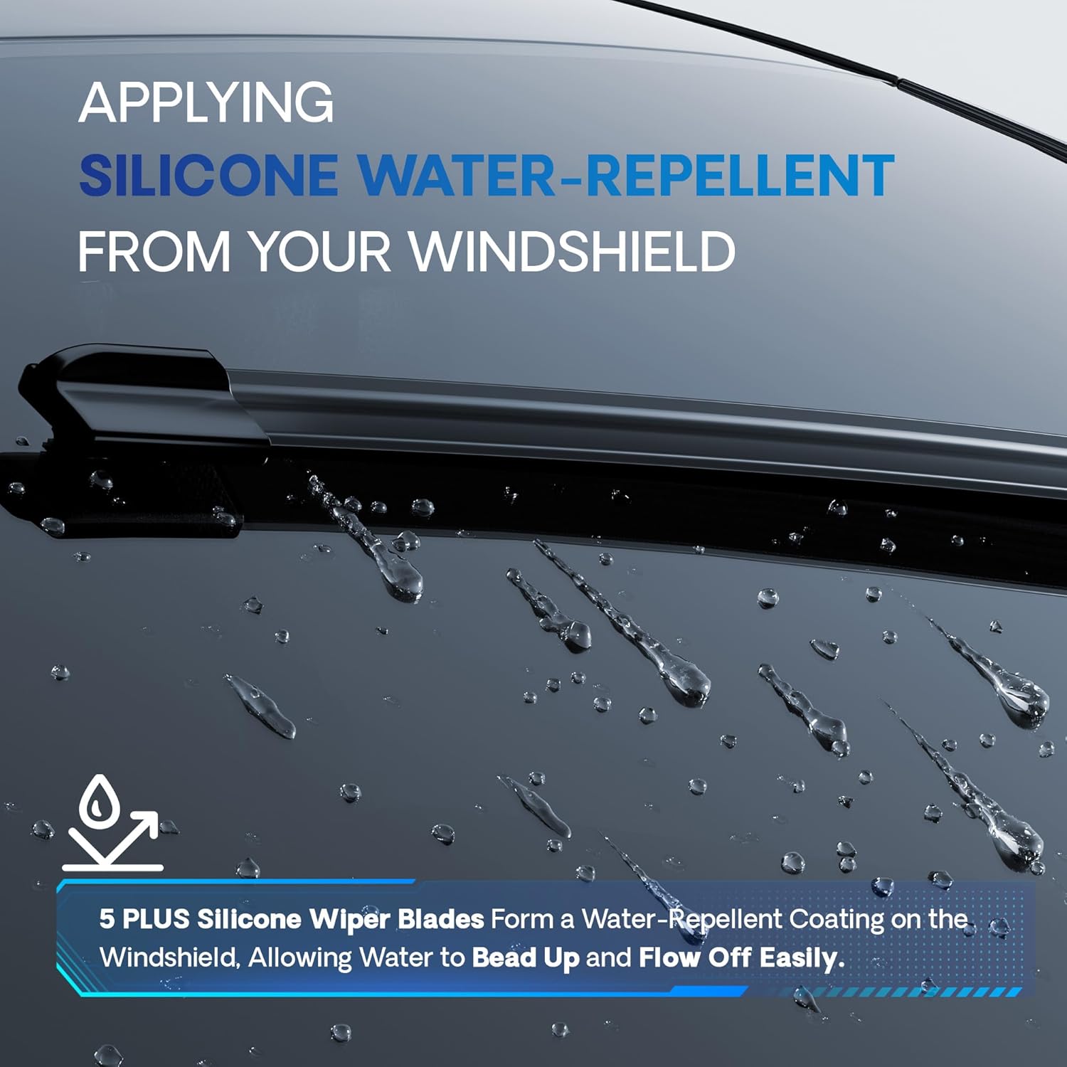 Detalle de 5 PLUS Silicone Replacement Wiper Blades (26" & 20") with Water-Repellent Edge