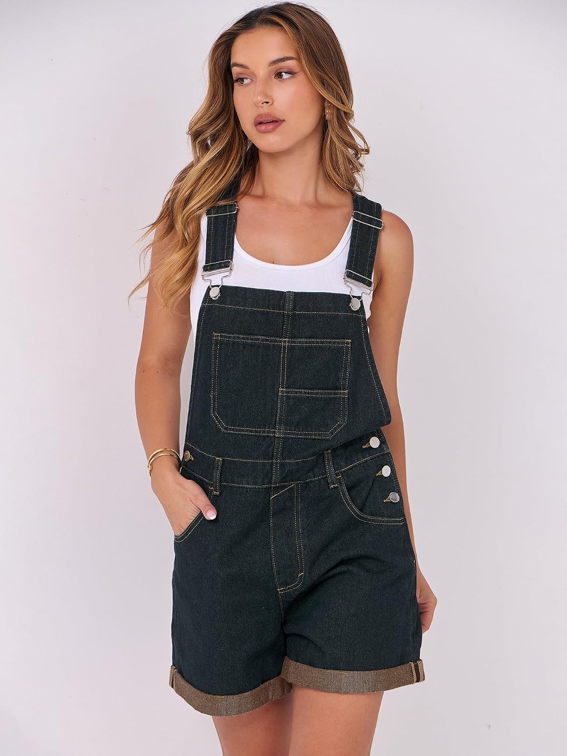 Detalle de ANRABESS Women's Denim Overalls Romper Jumpsuit