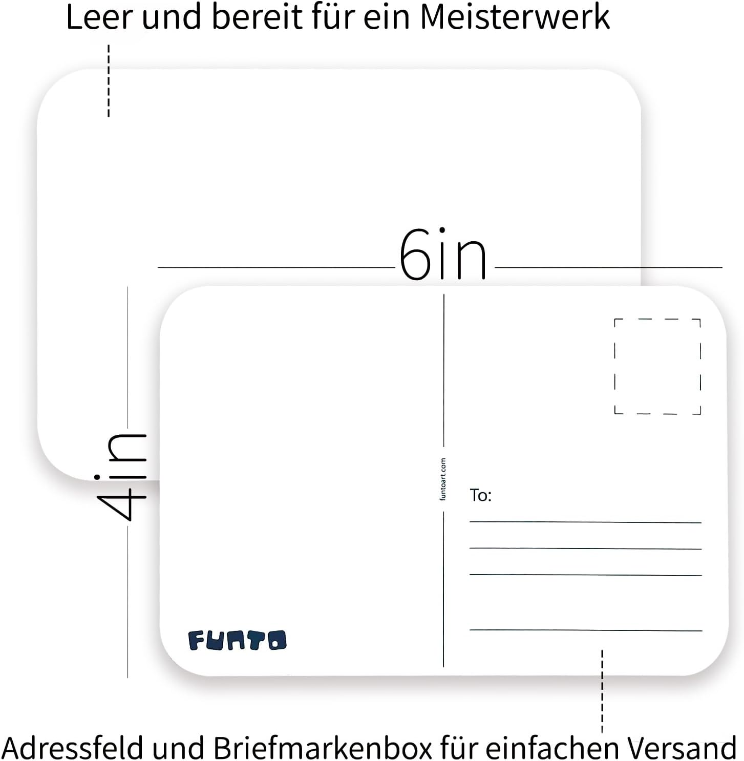 Detalle de Funto Blanko-Aquarellpapier-Postkarten, 50 Karten, A6 – säurefreies 300 g/m² Kunstpapier mit abgerundeten Ecken