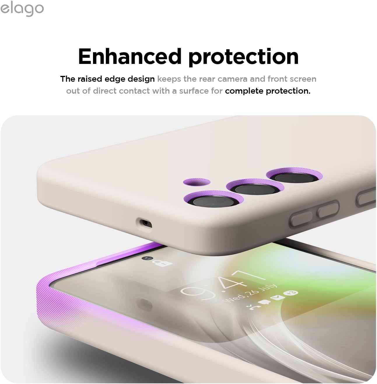 Thumbnail 4 de elago Coque Silicone Liquide pour Samsung Galaxy S25 – protection complète antichoc, coque slim et microfibre anti-rayures (Stone)