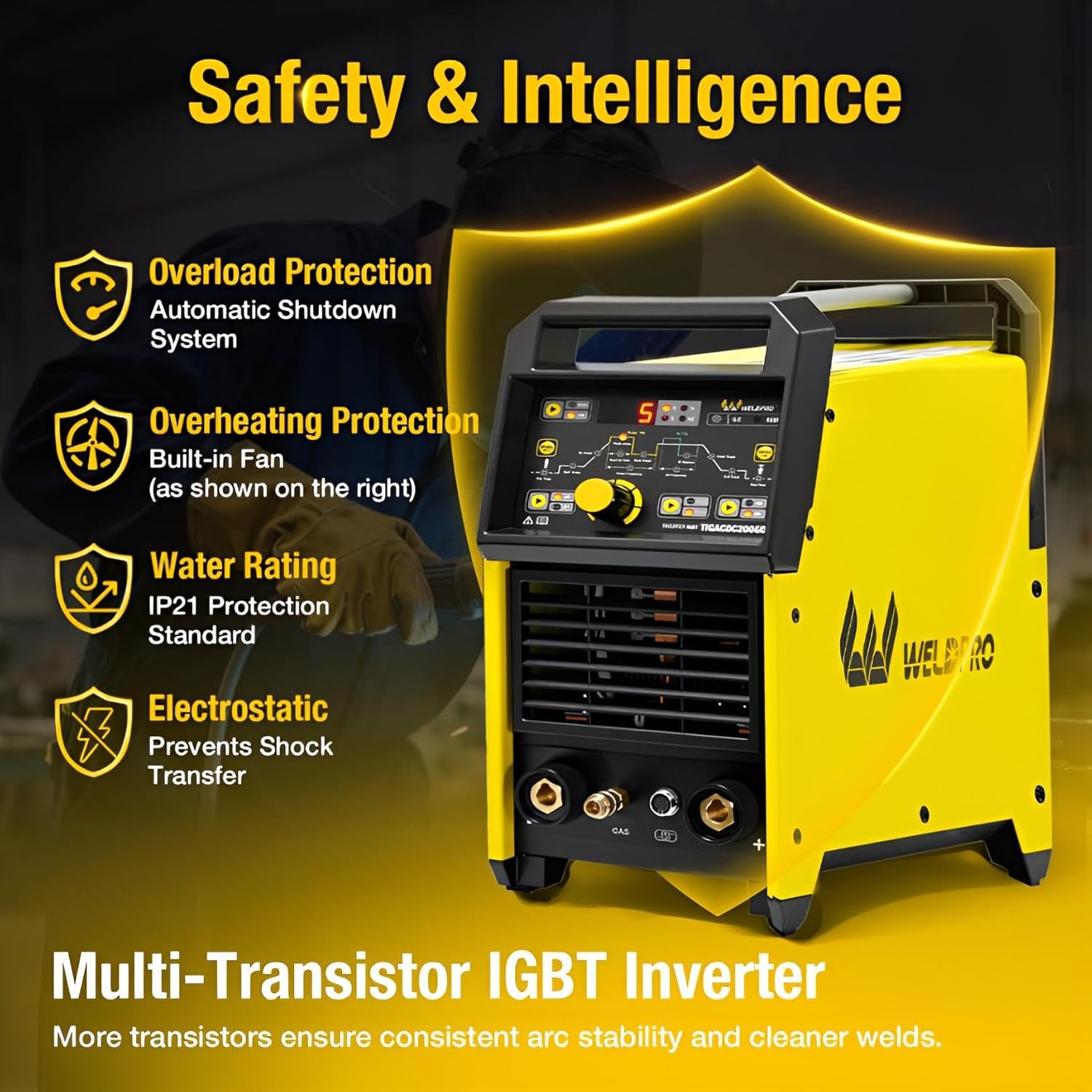 Thumbnail 4 de Weldpro 200A AC/DC TIG Welder with Pulse — 5-in-1 Multiprocess (AC/DC TIG, AC/DC Pulse TIG, Stick) with 110V/220V Dual Voltage