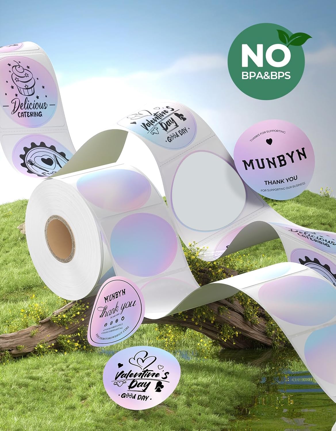 Thumbnail 3 de MUNBYN 50x50mm Gradient Round Thermal Labels 750 📦