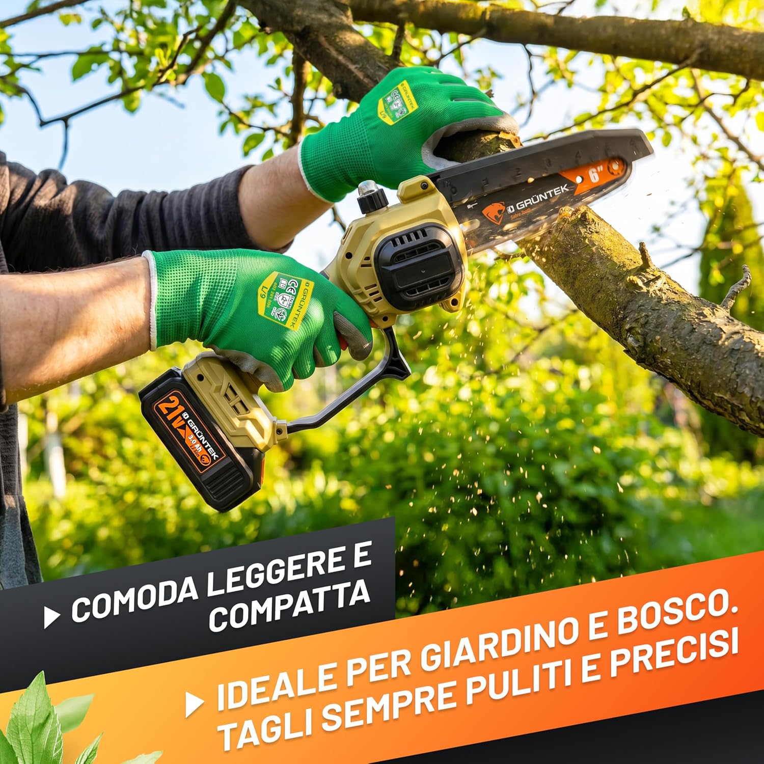 Thumbnail 4 de GRÜNTEK Mini Motosega a Batteria 700W Sabre Tooth: potenza senza cavi per potature precise