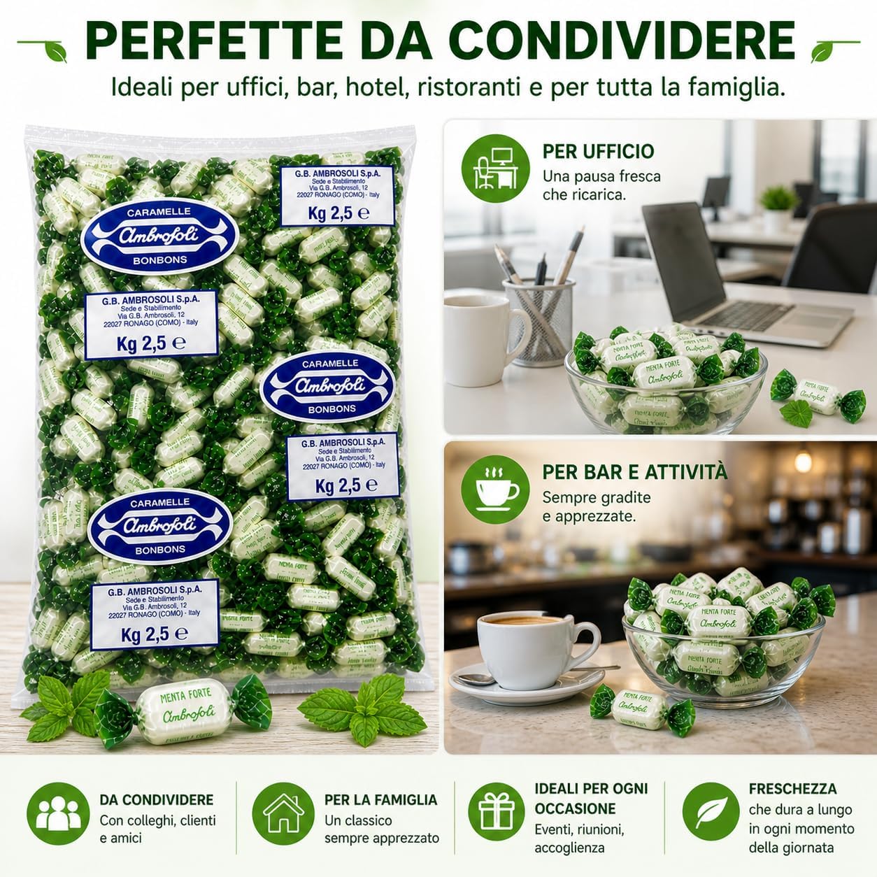 Thumbnail 4 de Ambrosoli Caramelle Menta Forte – Caramelle alla Menta Forte, Senza Glutine, Busta da 2,5 kg