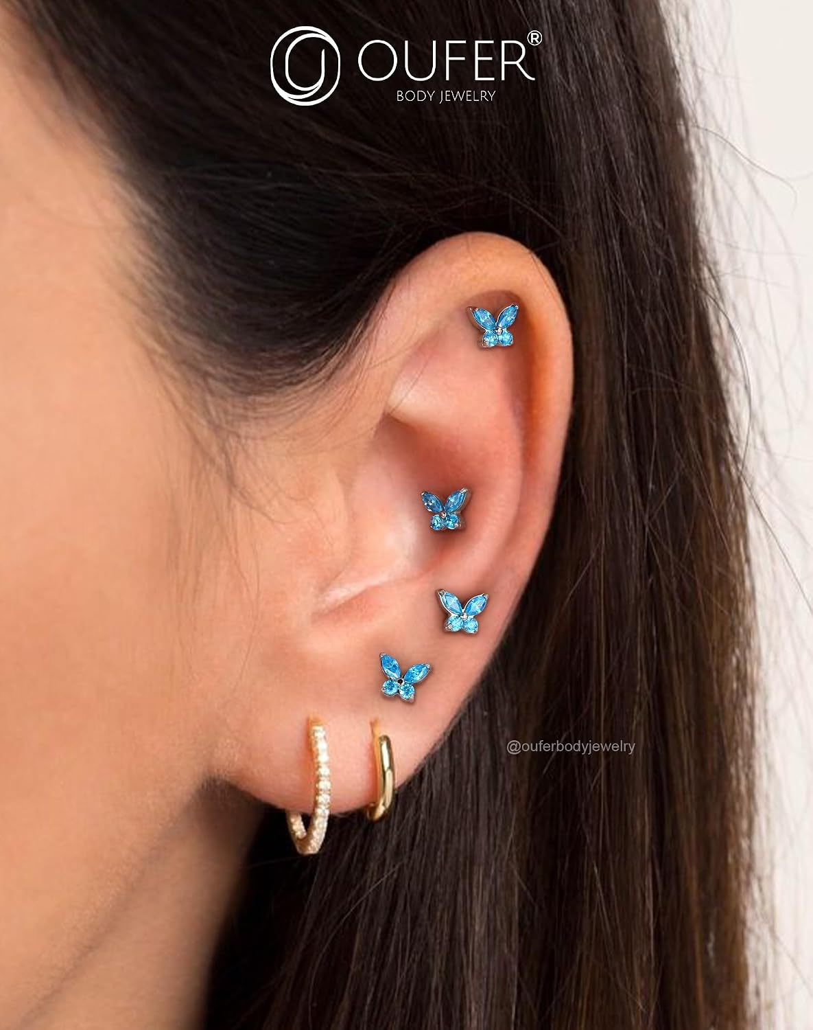 Thumbnail 5 de OUFER Labret 16G Acier 316L Papillon CZ 6/8/10/12mm