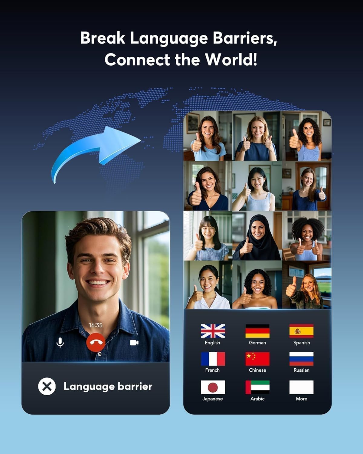 Thumbnail 2 de Paekole AI Translation Earbuds (198+ Languages) — real-time 2-way translation earbuds for travel, music, and calls
